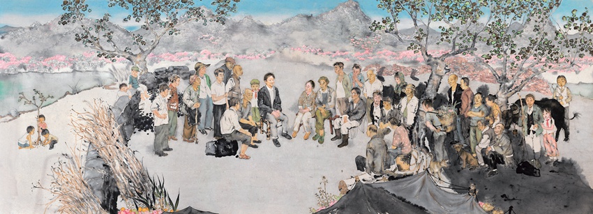 《春風村的領路人——王家元》——劉慶和 300cm×800cm 中國畫 2017