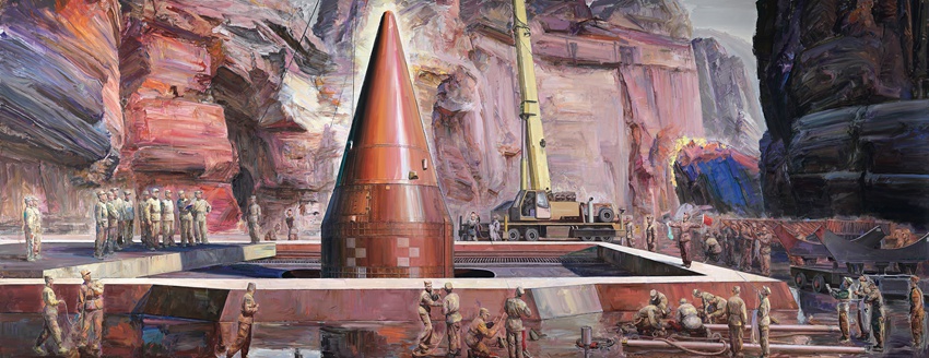 《東風第一枝——火箭軍某導彈旅》——駱根興 300cm×800cm 油畫 2017