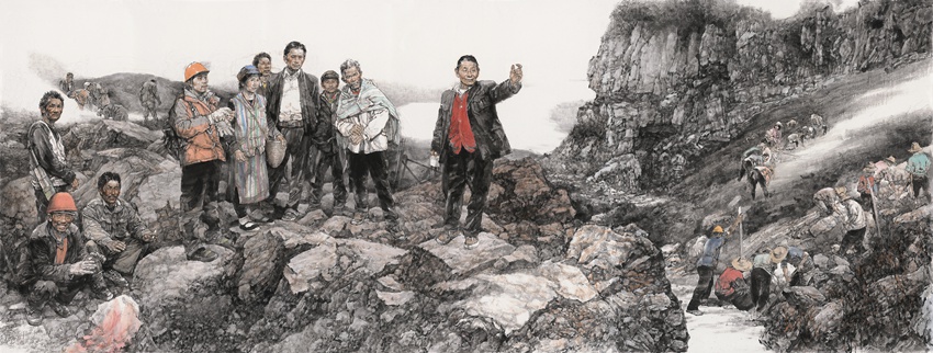 《人民的好縣長——高德榮》——王珂 300cm×800cm 中國畫 2017